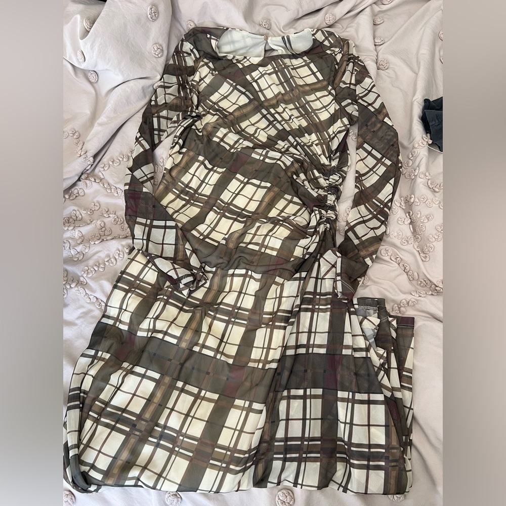 Anthropologie Plaid Long Sleeve Dress